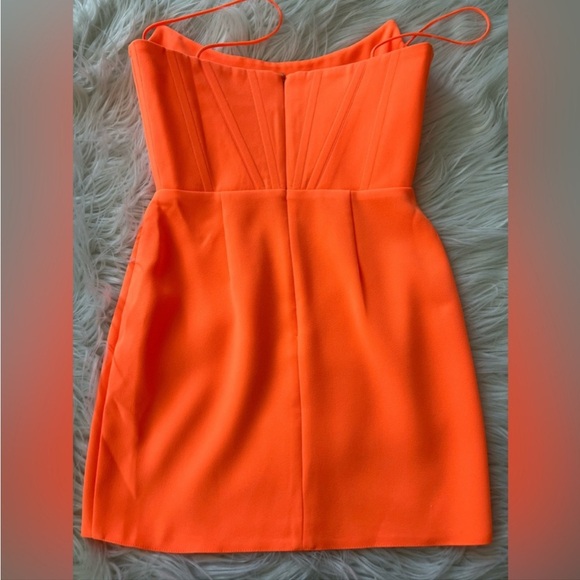 Alex Perry Caine Corset Stretch Crepe Mini Dress Orange - Picture 6 of 9